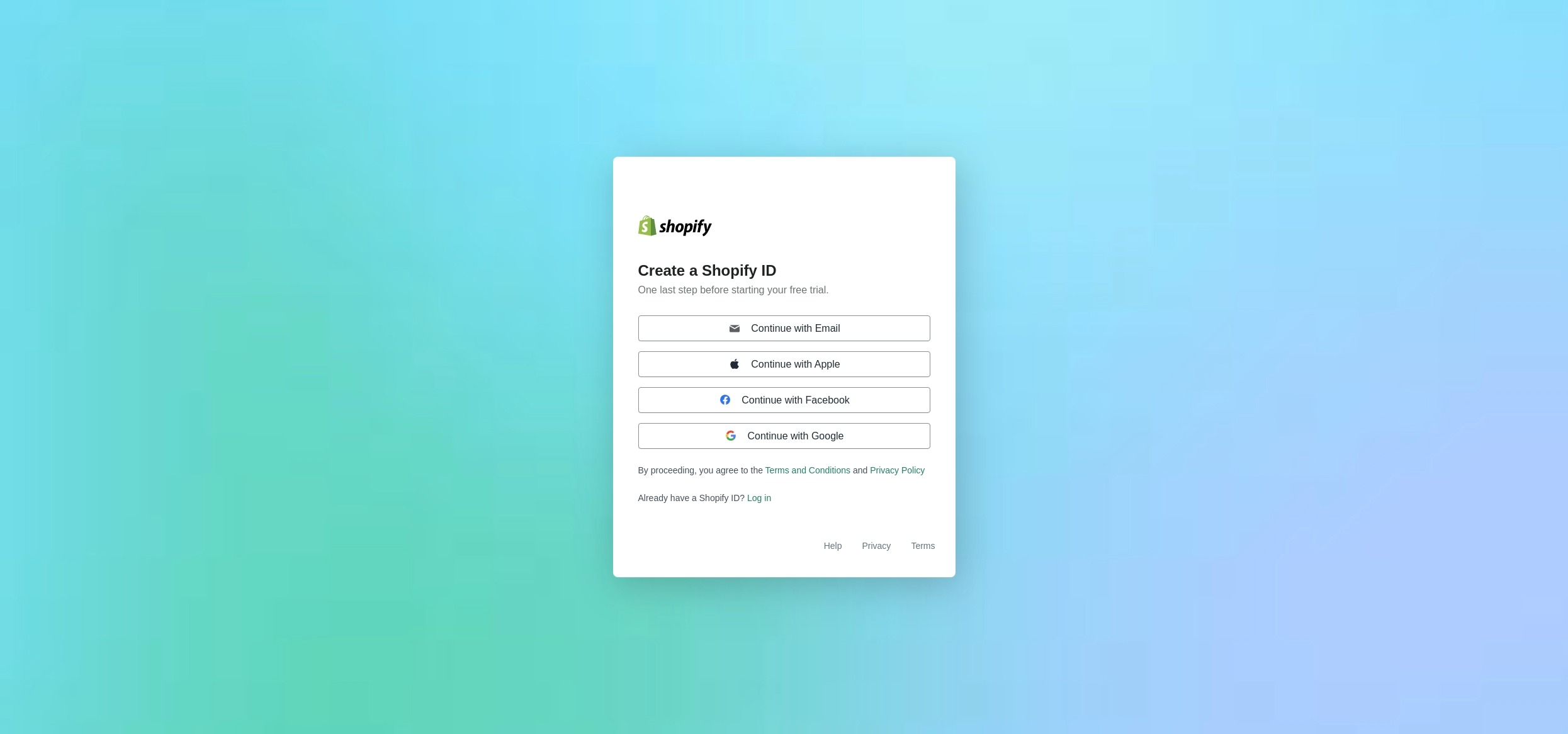 Δημιουργία λογαριασμού στο Shopify