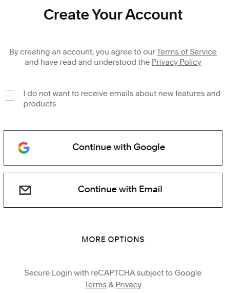 Squarespace Δημιουργία Λογαριασμού