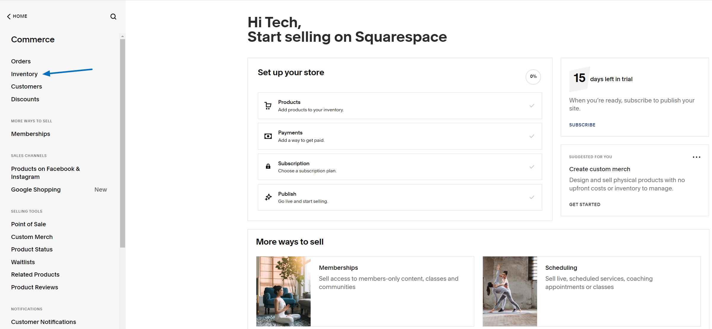 Squarespace Inventory
