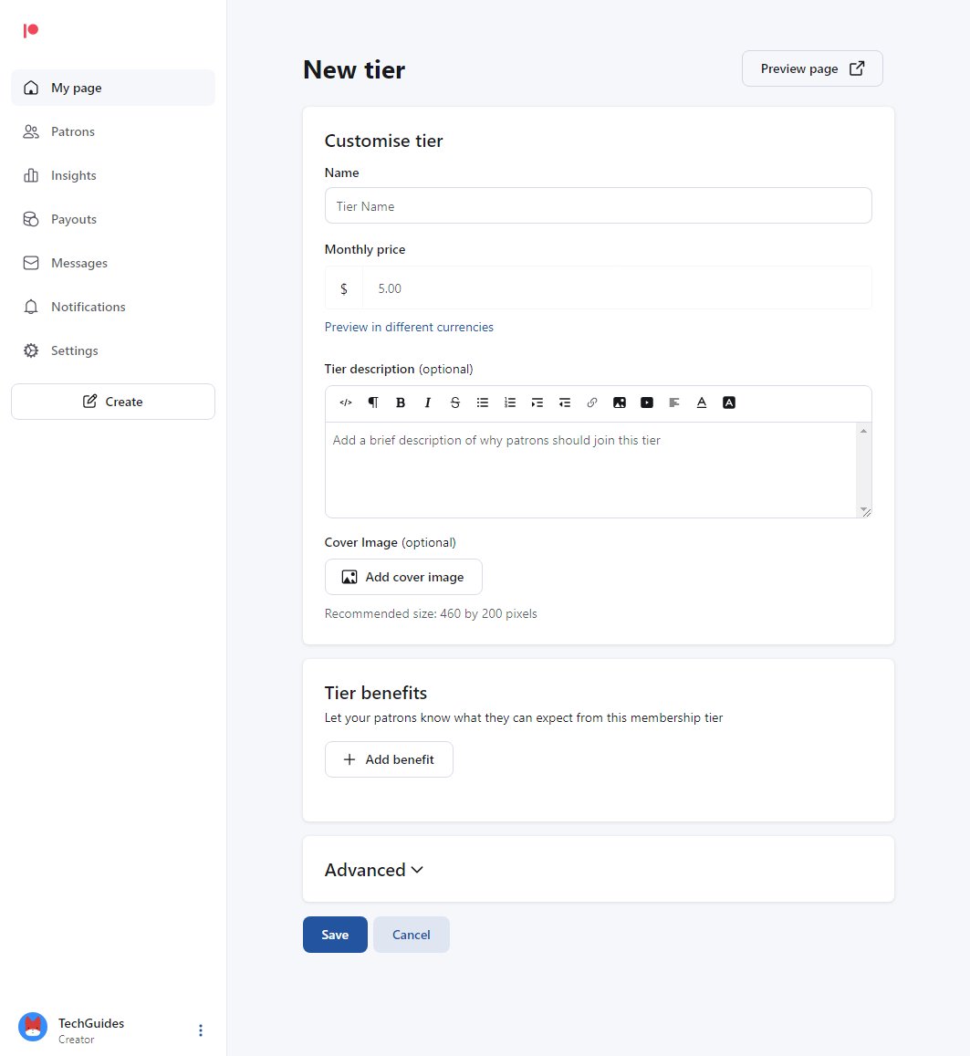 Patreon Review 2026: Πως να βγάζεις λεφτά από memberships 7 Δημιουργία Membership Tier στο Patreon