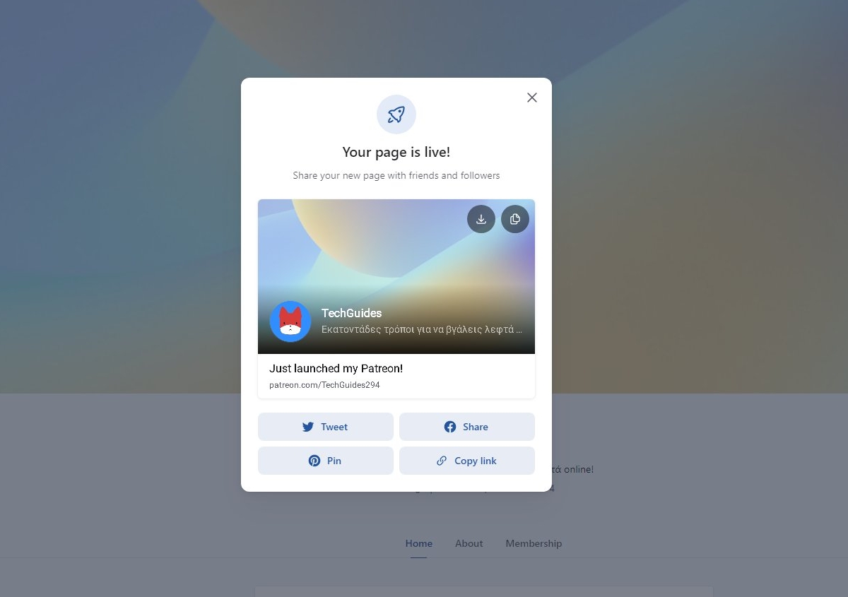 Patreon Review 2026: Πως να βγάζεις λεφτά από memberships 9 Δημοσίευση σελίδας στο Patreon