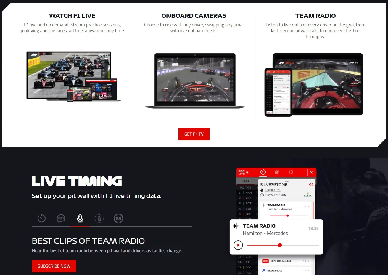 Παρακολούθησε τους live αγώνες της Formula 1 μέσω του Formula1.com
