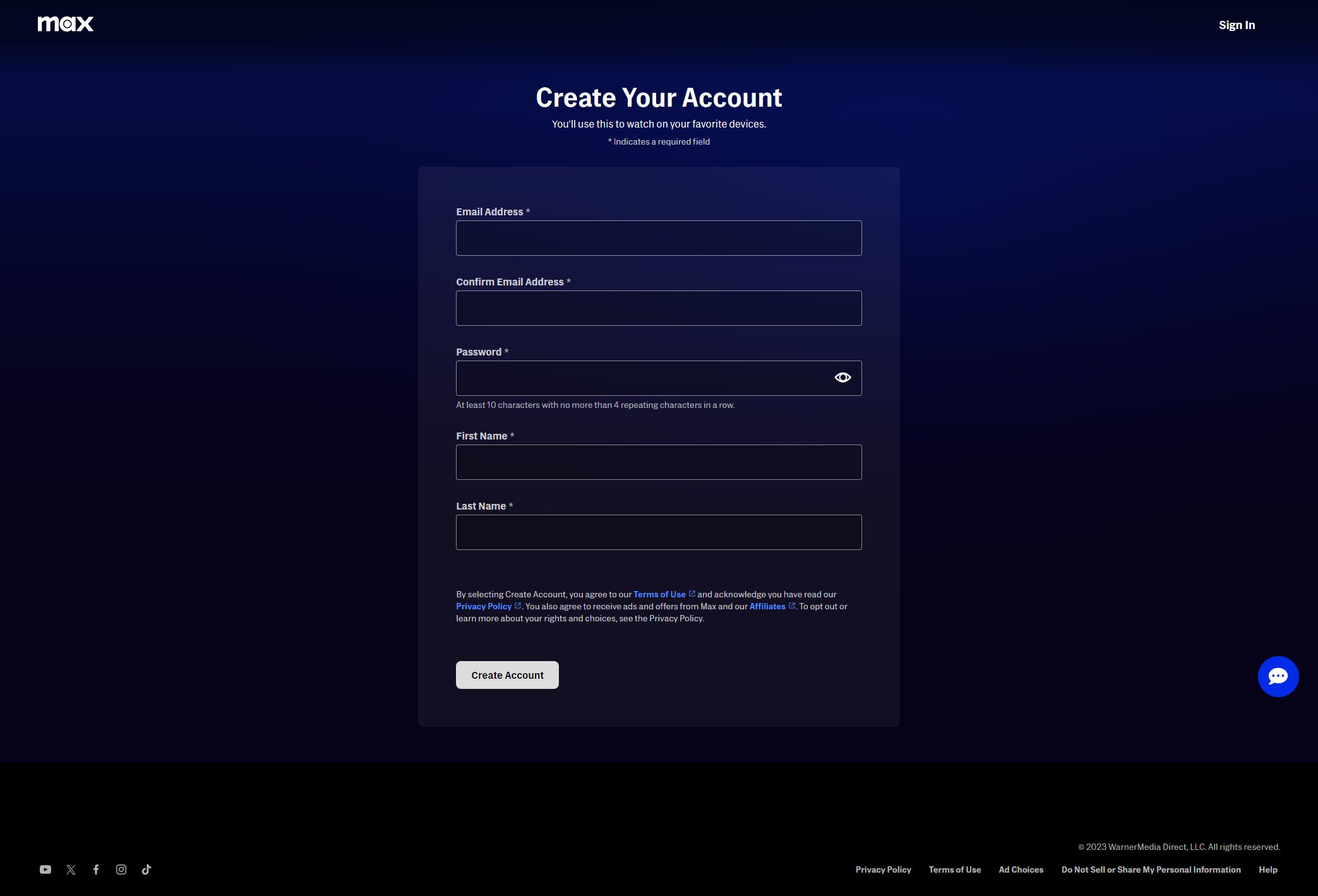 HBO Max - Δημιουργία Λογαριασμού