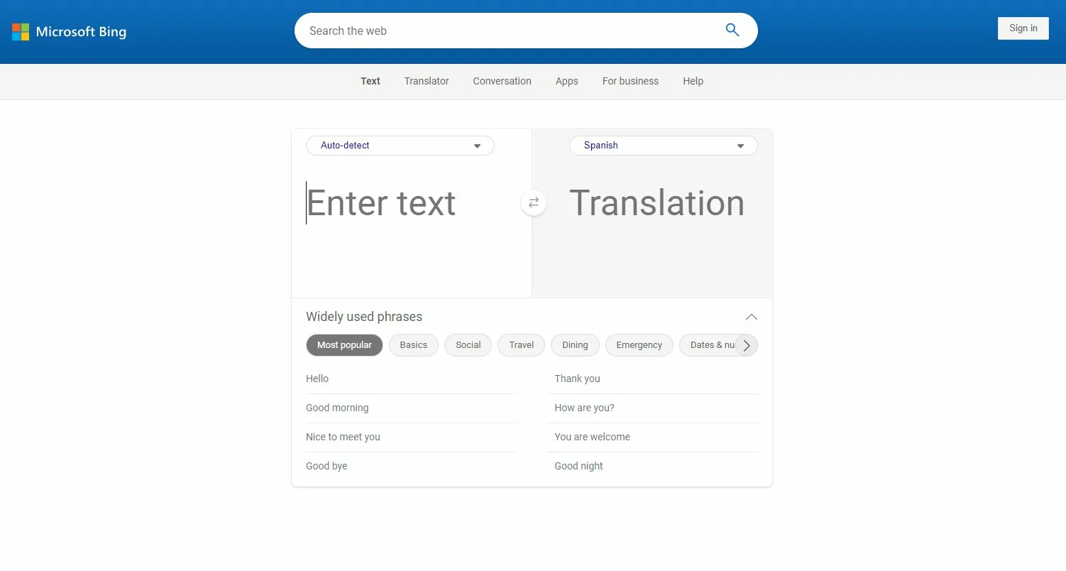 Microsoft Bing Translate για Μετάφραση Κειμένων