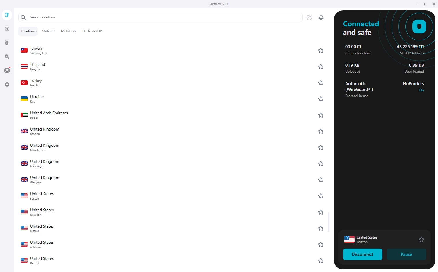 Surfshark VPN Σύνδεση σε Αμερικανική IP