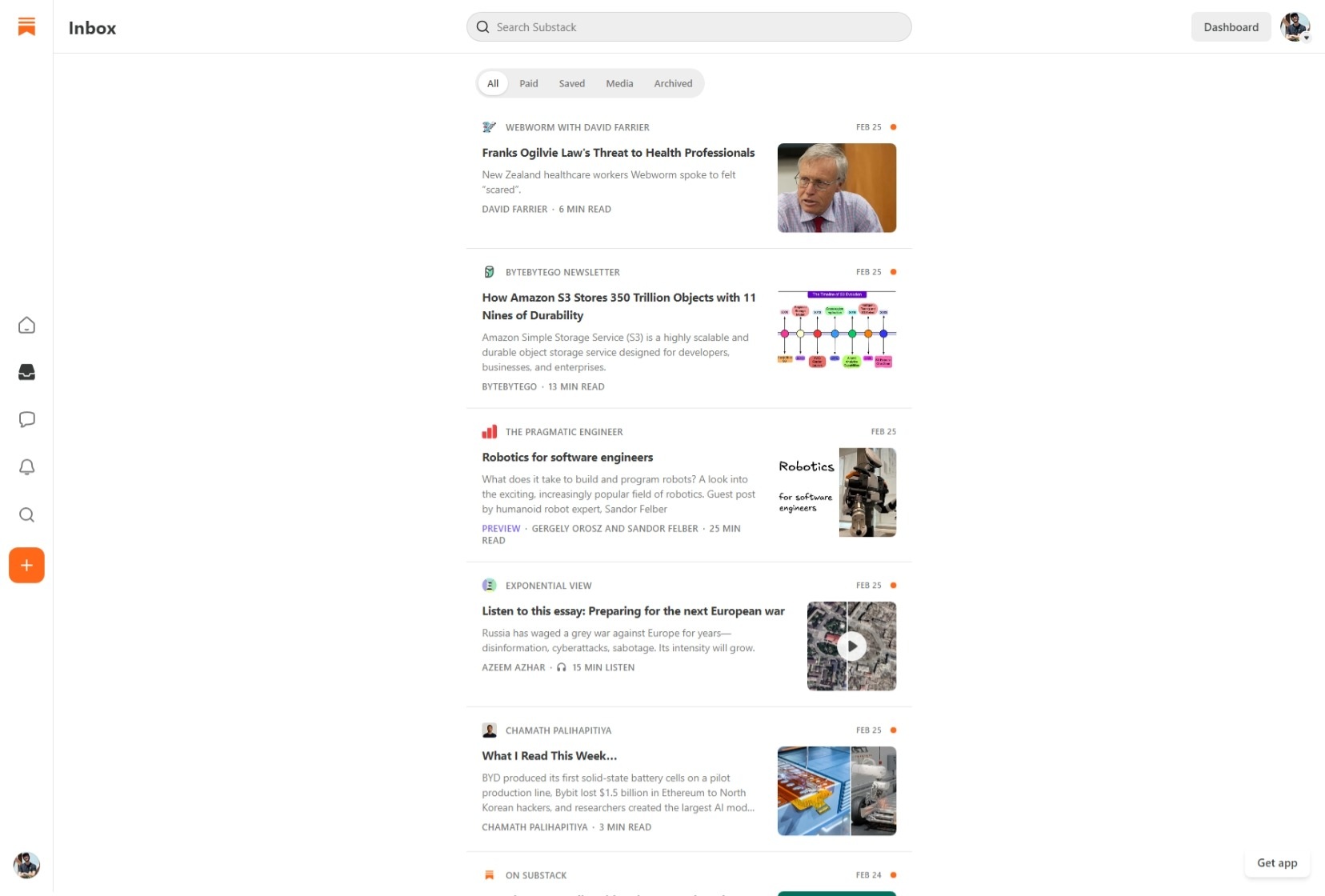 Τι είναι το Substack και πως βγάζω χρήματα γράφοντας; 3 Substack - Inbox Page